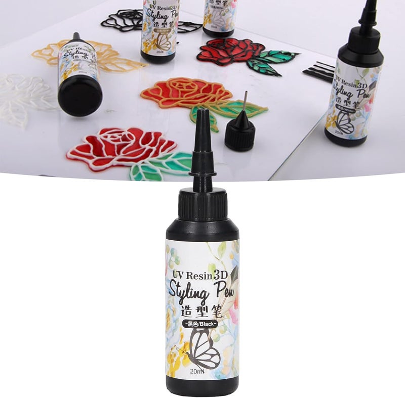 3D Resin Liner, 3D Printing Resin, Lightweight Pen Shape Styling Pen Fast Curing 20ml Capacity for Outlining for Tracing for Home (Black) - Image 5
