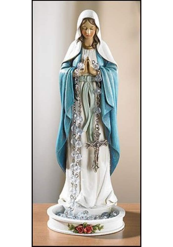 CB Praying Our Lady of Grace Virgin Mary Rosary Holder Statue Figurine - 8 Inch - Image 4