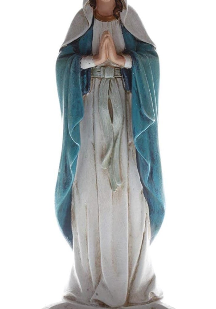 CB Praying Our Lady of Grace Virgin Mary Rosary Holder Statue Figurine - 8 Inch - Image 1