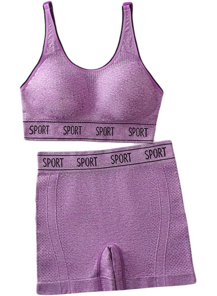 Women's 3-piece sportswear set in purple - bra, panty, and boxer - Image 2
