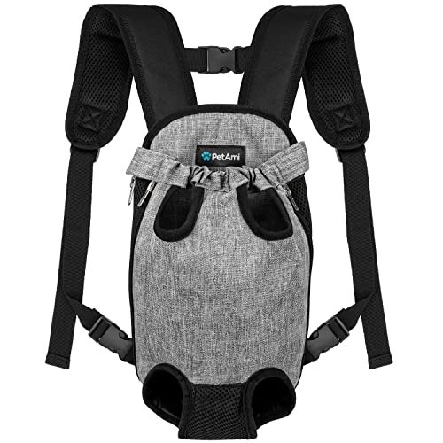 PetAmi Dog Carrier Backpack, Adjustable Dog Pet Cat Front Carrier Backpack | Ventilated Dog Chest Carrier for Hiking Camping Travel, Sling Bag for Small Medium Dog Cat Puppies, Large, 12-16 lbs, Black - Image 1
