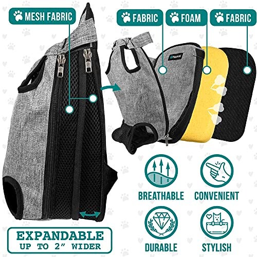 PetAmi Dog Carrier Backpack, Adjustable Dog Pet Cat Front Carrier Backpack | Ventilated Dog Chest Carrier for Hiking Camping Travel, Sling Bag for Small Medium Dog Cat Puppies, Large, 12-16 lbs, Black - Image 4