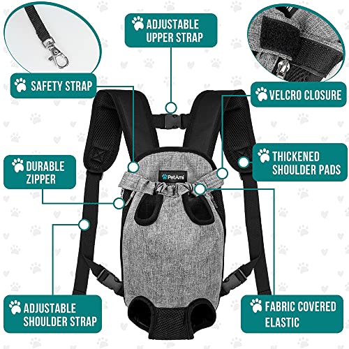 PetAmi Dog Carrier Backpack, Adjustable Dog Pet Cat Front Carrier Backpack | Ventilated Dog Chest Carrier for Hiking Camping Travel, Sling Bag for Small Medium Dog Cat Puppies, Large, 12-16 lbs, Black - Image 5
