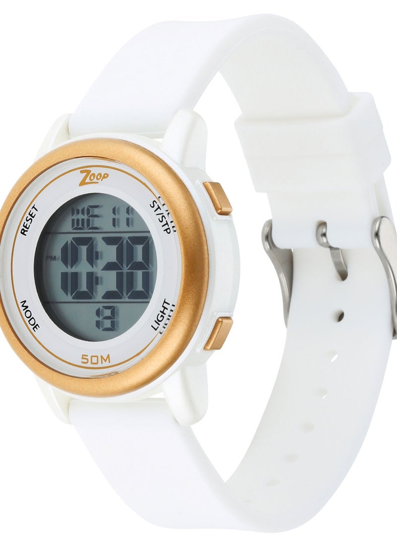 Digital Watch with White Silicone Strap