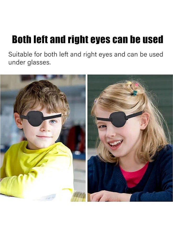 2-Piece 3D Adjustable Eye patch for Right or Left Eye, Adults and Kids One Eye Cover for Lazy Eye (Black)
