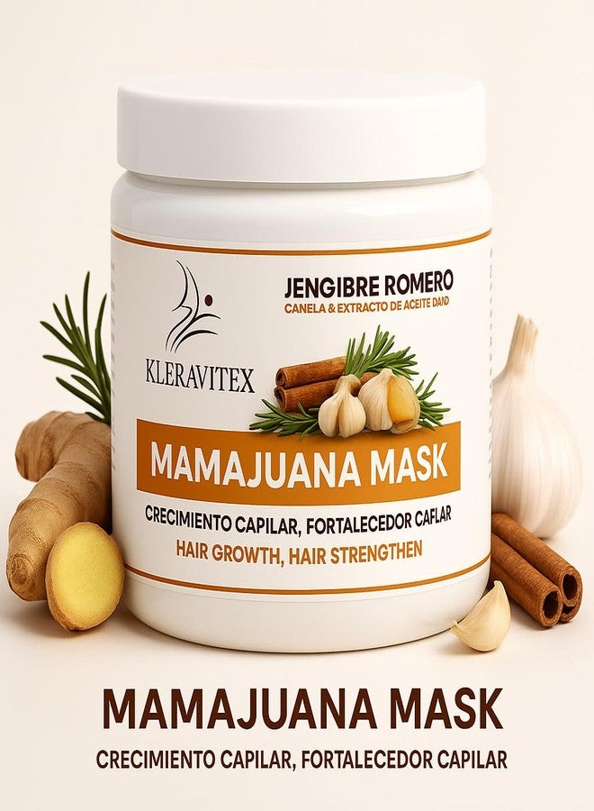 Kleravitex Mamajuana Hair Mask - Deep Treatment with Ginger, Rosemary, Cinnamon & Garlic Oil Extract - Hair Mask for Dry Damaged Hair and Growth, Paraben & Sulfate Free Hair Treatment (60 OZ) - Image 2