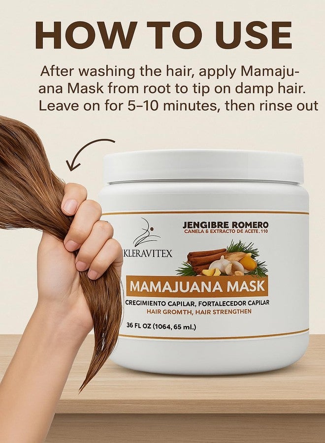 Kleravitex Mamajuana Hair Mask - Deep Treatment with Ginger, Rosemary, Cinnamon & Garlic Oil Extract - Hair Mask for Dry Damaged Hair and Growth, Paraben & Sulfate Free Hair Treatment (60 OZ) - Image 5