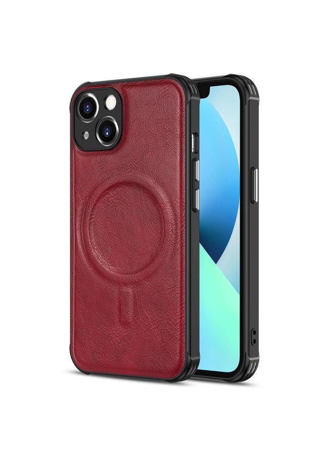 S-TOP Case For iPhone 13 mini Crazy Horse Cowhide Leather Magnetic Phone Case - Image 1