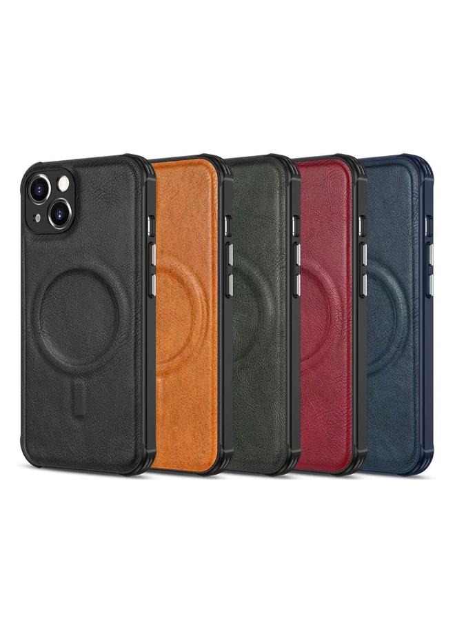 S-TOP Case For iPhone 13 mini Crazy Horse Cowhide Leather Magnetic Phone Case - Image 2