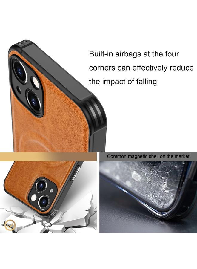 S-TOP Case For iPhone 13 mini Crazy Horse Cowhide Leather Magnetic Phone Case - Image 3