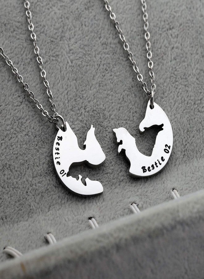 AKTAP Best Friend Necklaces Matching Wolf and Fox Best Friend Jewelry Bestie 01 bestie 02 BFF gifts Friendship Necklace for 2 - Image 2