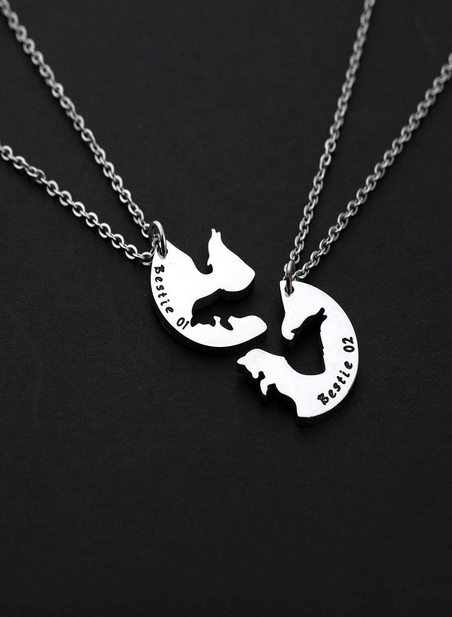 AKTAP Best Friend Necklaces Matching Wolf and Fox Best Friend Jewelry Bestie 01 bestie 02 BFF gifts Friendship Necklace for 2 - Image 3