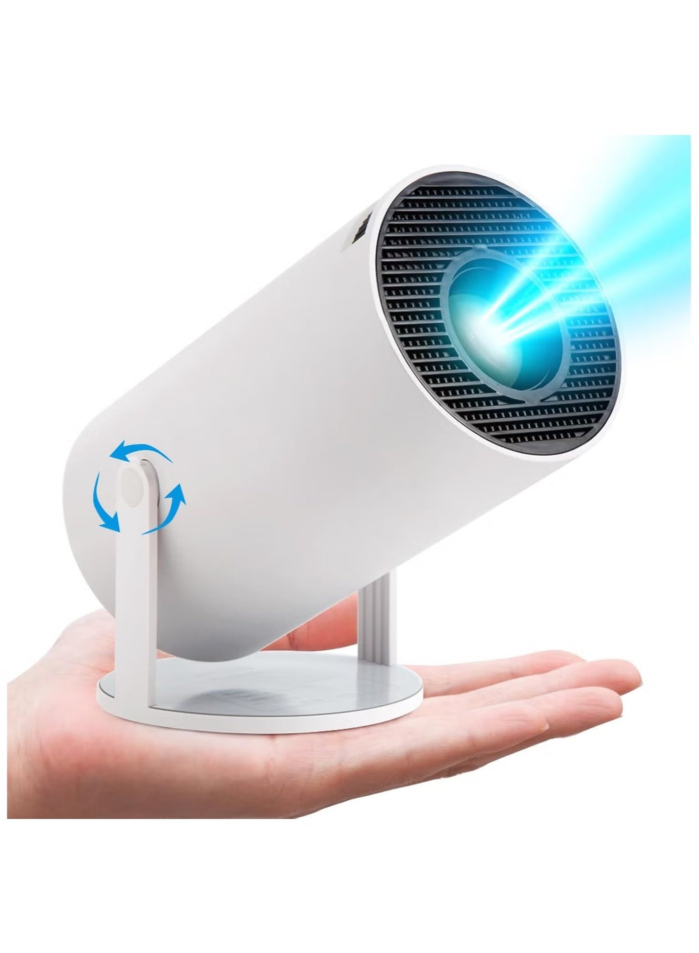 Mini Projector, Portable 4K/200 ANSI HD Projector with 2.4/5G WiFi & Bluetooth, Auto Keystone Correction, 40"-130" Screen, 180° Flip, Android 11.0, Round Design Movie Projector – Compact & Stylish (White)