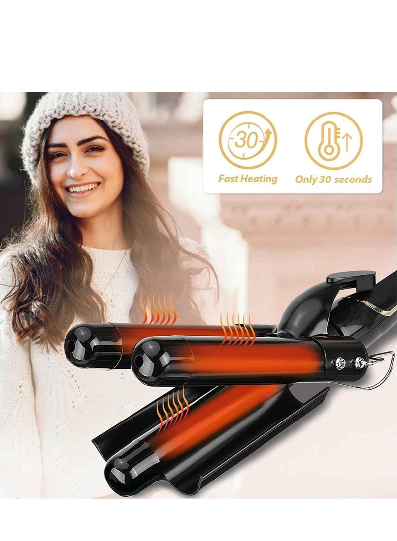 ELTRAZONE 3 Barrel Curling Iron Wand Hair curler hair wave hair iron Ceramic Tourmaline Triple Barrels, Dual Voltage Crimp - Image 3