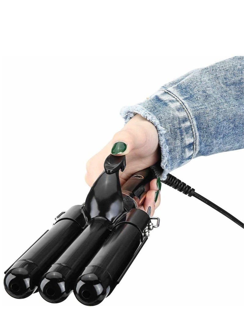 ELTRAZONE 3 Barrel Curling Iron Wand Hair curler hair wave hair iron Ceramic Tourmaline Triple Barrels, Dual Voltage Crimp - Image 2