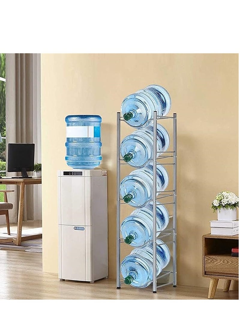 5 Bottles Storage Rack 5 Tier Reinforced Carbon Steel Heavy Duty 5-Gallon Water Cane Jug Holder Cooler Organizer Shelf for Home Kitchen Office Garages Restaurant Gym Stand Shelves - Image 2