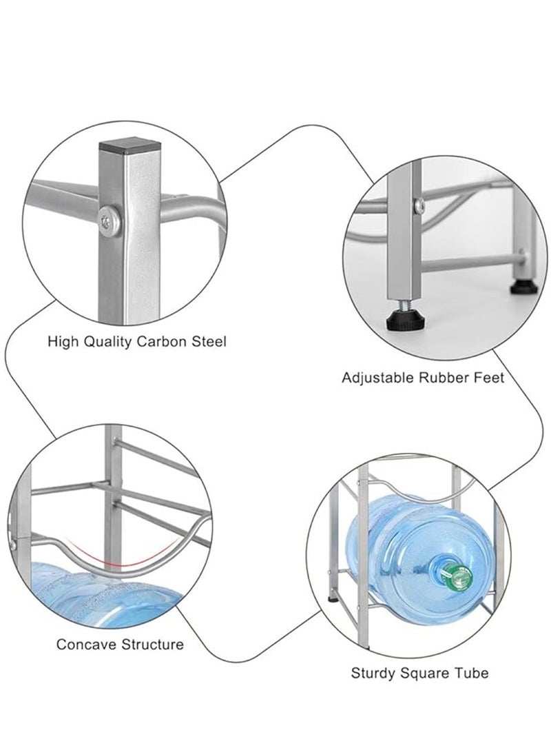 5 Bottles Storage Rack 5 Tier Reinforced Carbon Steel Heavy Duty 5-Gallon Water Cane Jug Holder Cooler Organizer Shelf for Home Kitchen Office Garages Restaurant Gym Stand Shelves - Image 4