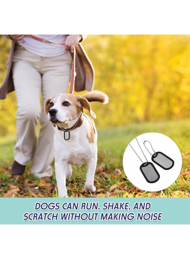 Weewooday 8 Pieces Military Dog Tag Silencers Set Silicone Silencer Black with 4 Stainless Steel Ball Chain 4.7 inch & 27.5 inch to Reduce Noise and Protect Tag