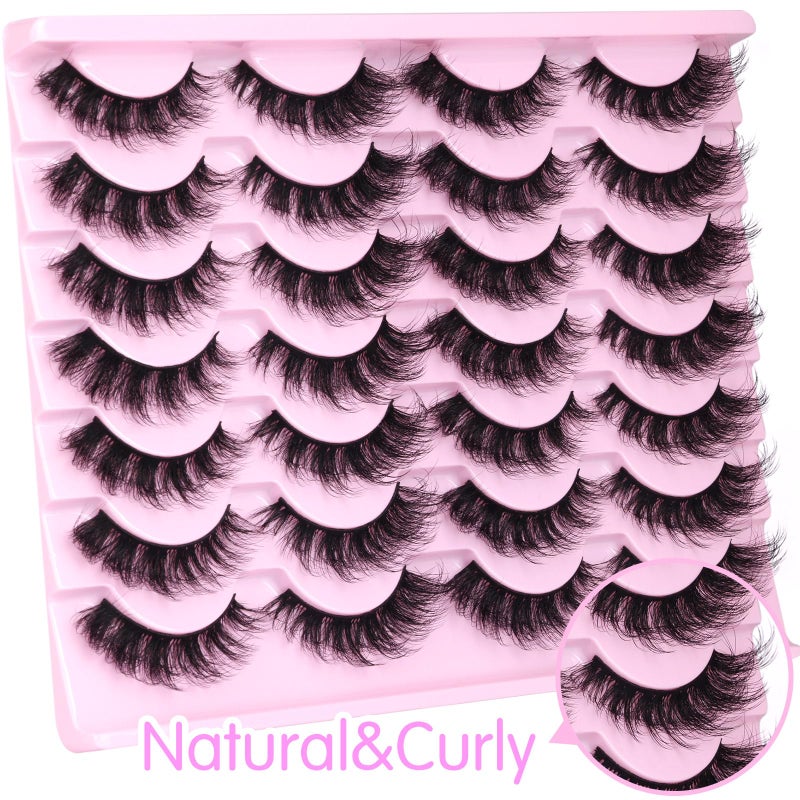 zanlufly Mink Lashes Volume Cat Eye Thick zanlufly False Eyelashes Natural Curly Fake Eyelashes 18MM Full 8D Volume Lashes Pack 14 Pairs - Image 3