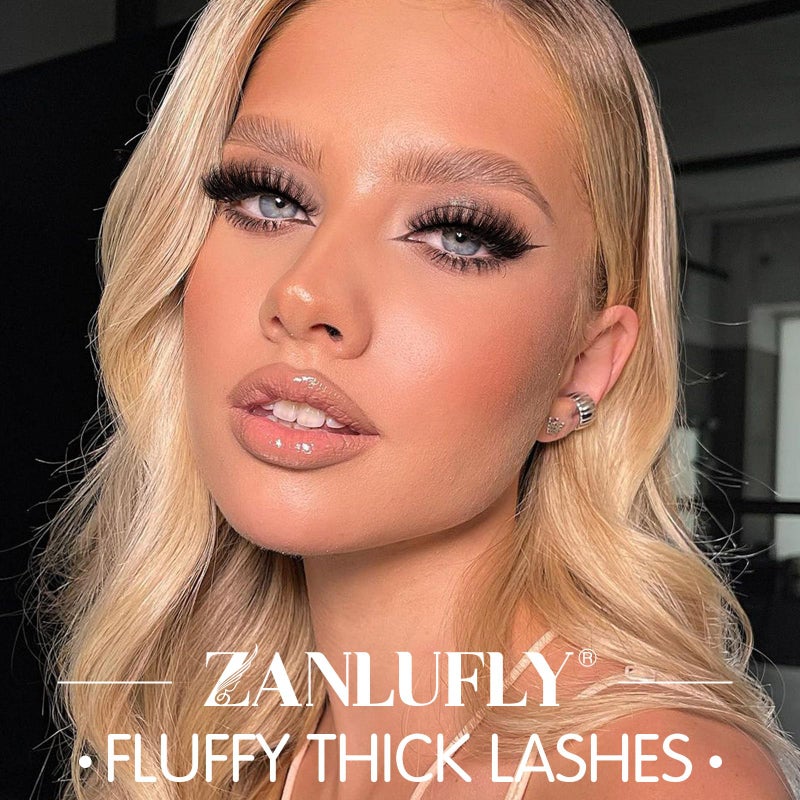 zanlufly Mink Lashes Volume Cat Eye Thick zanlufly False Eyelashes Natural Curly Fake Eyelashes 18MM Full 8D Volume Lashes Pack 14 Pairs - Image 4