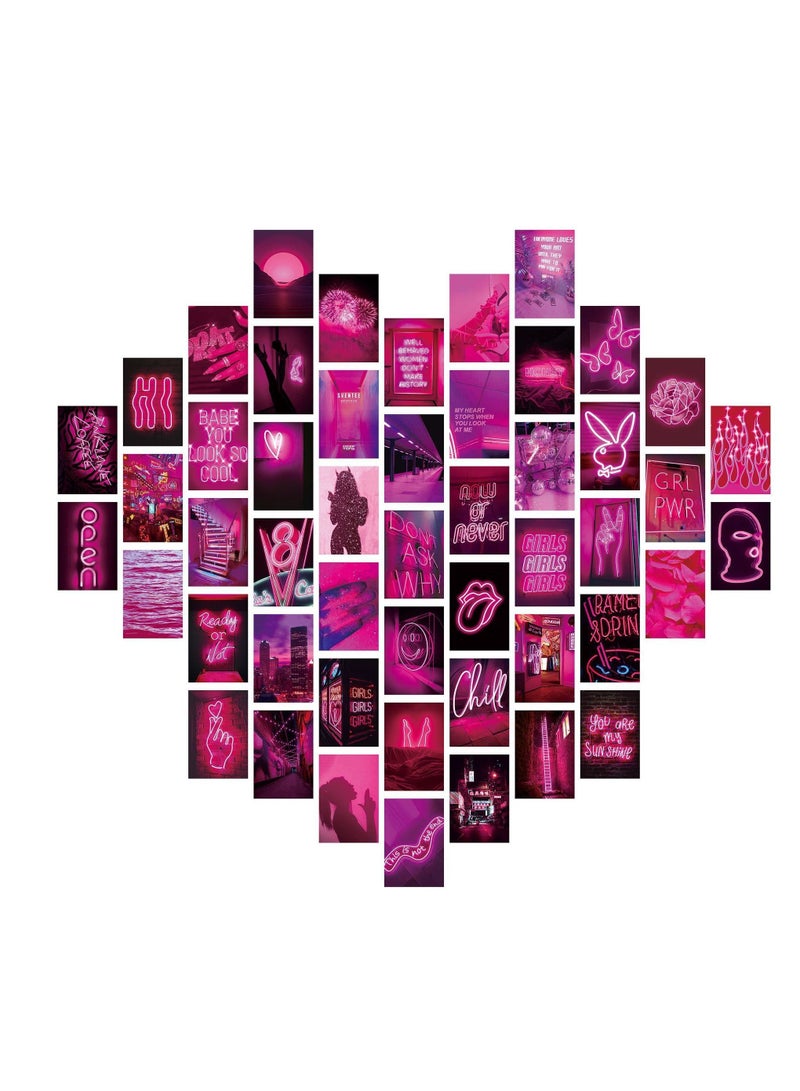 Y&D Minimalist Wall Art for Room Decor Aesthetic, 50Pcs Blush Collage Kit Aesthetic Pictures, Danish Pastel Decor, Preppy Bedroom Teen Girls Trendy Stuff