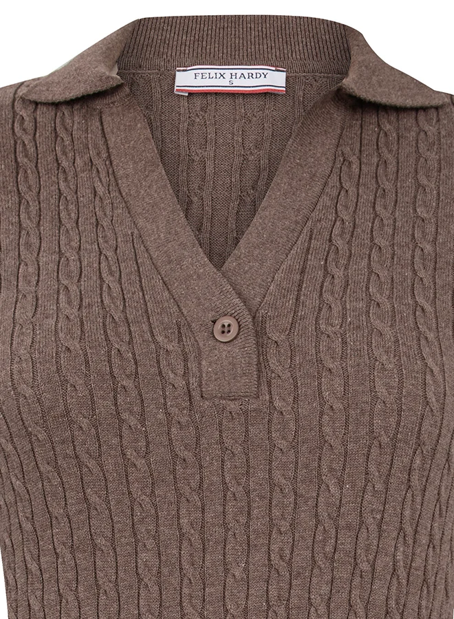 FELIX HARDY Long Sleeve Cable Knit Dress