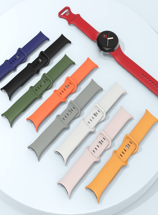 OVERSTEP أشرطة OVERSTEP متوافقة مع ساعة جوجل بيكسل 4 3 بحجم 41 مم / شريط ساعة بيكسل 2 / شريط ساعة جوجل بيكسل - مشبك معدني - حزام بديل ناعم من السيليكون للنساء والرجال (L، أخضر) - Image 4