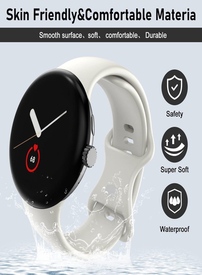 OVERSTEP أشرطة OVERSTEP متوافقة مع ساعة جوجل بيكسل 4 3 بحجم 41 مم / شريط ساعة بيكسل 2 / شريط ساعة جوجل بيكسل - مشبك معدني - حزام بديل ناعم من السيليكون للنساء والرجال (L، أخضر) - Image 3