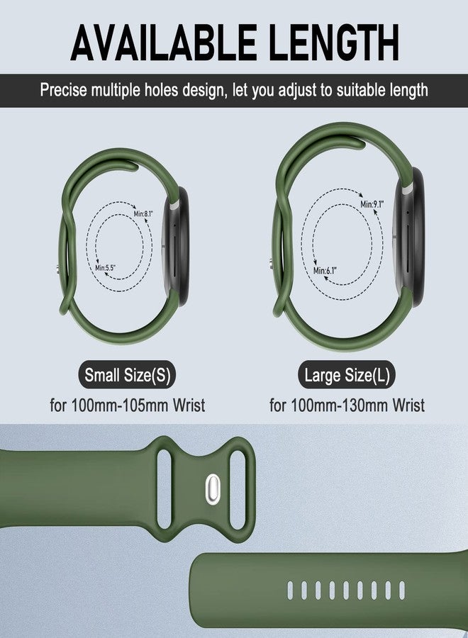 OVERSTEP أشرطة OVERSTEP متوافقة مع ساعة جوجل بيكسل 4 3 بحجم 41 مم / شريط ساعة بيكسل 2 / شريط ساعة جوجل بيكسل - مشبك معدني - حزام بديل ناعم من السيليكون للنساء والرجال (L، أخضر) - Image 5