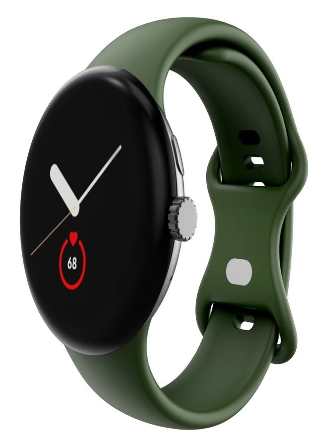 OVERSTEP أشرطة OVERSTEP متوافقة مع ساعة جوجل بيكسل 4 3 بحجم 41 مم / شريط ساعة بيكسل 2 / شريط ساعة جوجل بيكسل - مشبك معدني - حزام بديل ناعم من السيليكون للنساء والرجال (L، أخضر) - Image 1