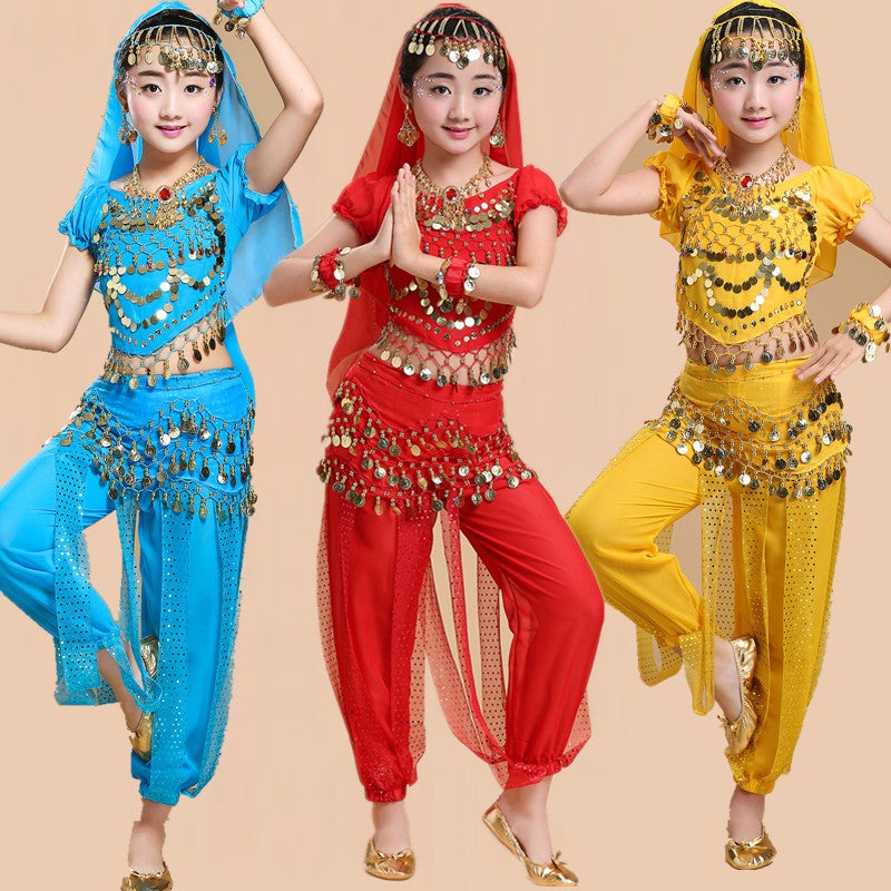 New Belly Dance Practice Suit Children'S Indian Dance Performance Costume Children'S Dance Performance Suit Short-Sleeved Pants Suit - Image 2