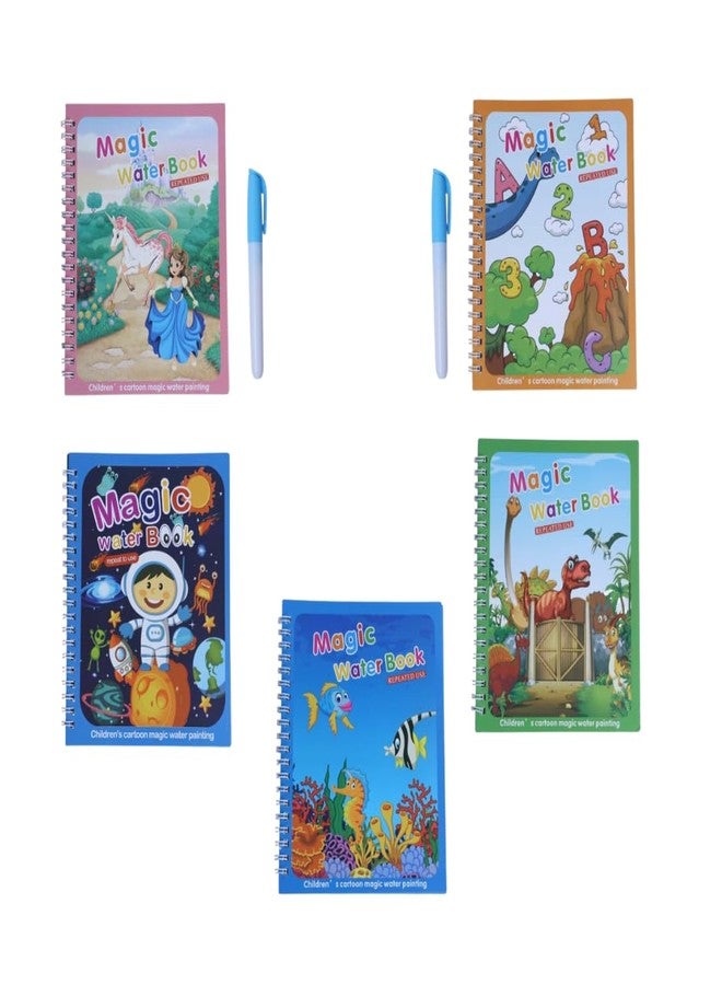SCHNAPPI Magic Water Book, Reusable Drawing Coloring Book with Water Pen, Ocean Theme, Educational Learning Toy for Kids (Pack of 5) - Image 1