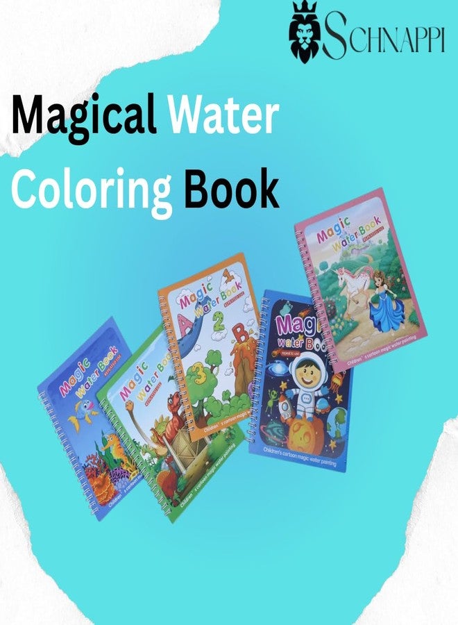 SCHNAPPI Magic Water Book, Reusable Drawing Coloring Book with Water Pen, Ocean Theme, Educational Learning Toy for Kids (Pack of 5) - Image 3