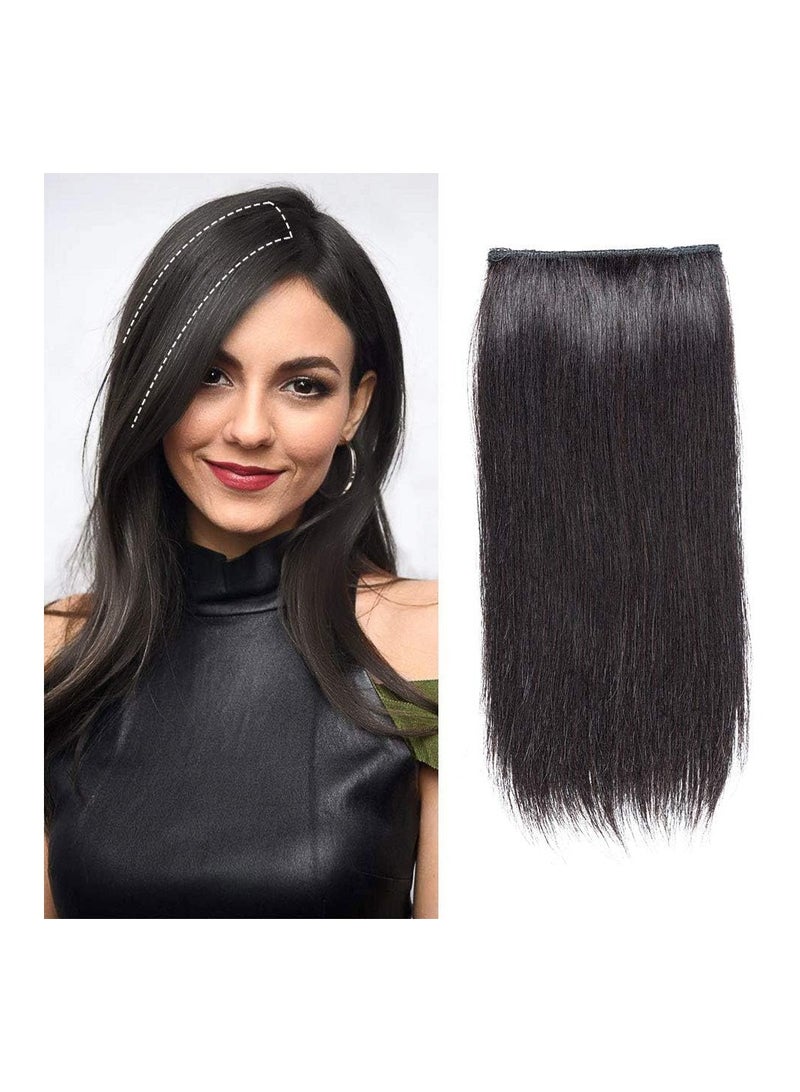 Estelle Clip in Human Hair Extensions 10Inch Invisible Hairpin Hair Add Women Hair Volume Short Silky Straight Real Hair Thick Double Weft One Piece Hairpieces Natural Black for Thin Hair - Image 1