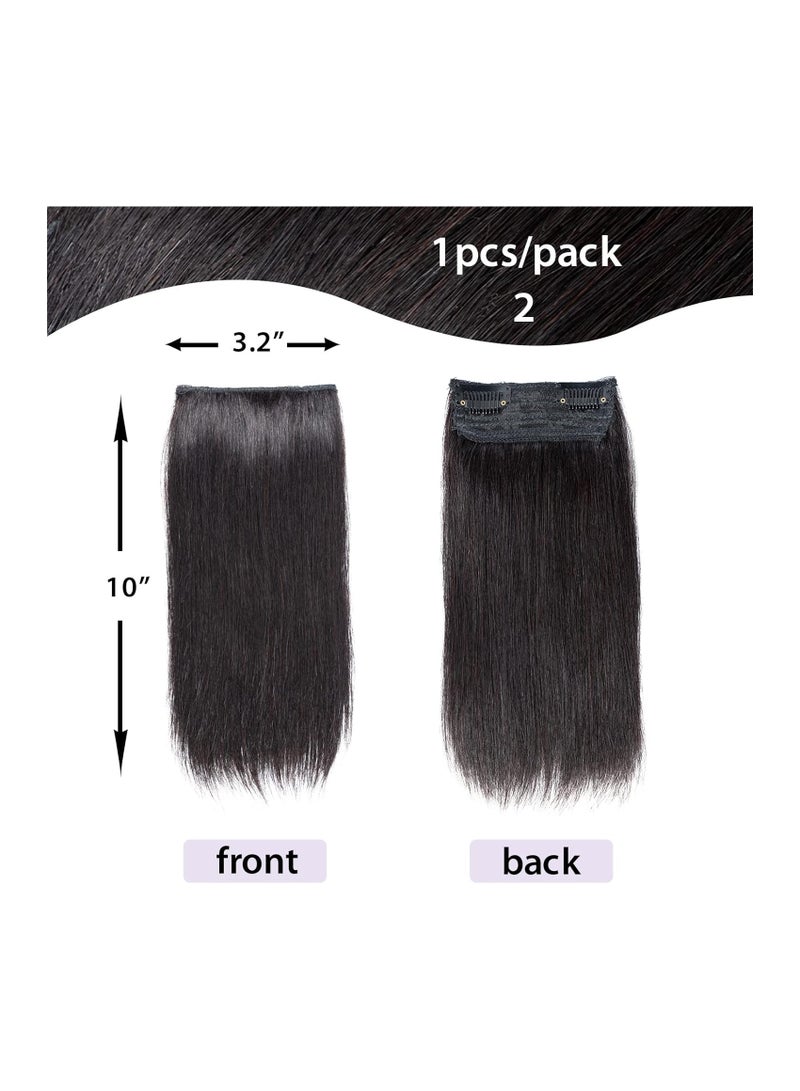 Estelle Clip in Human Hair Extensions 10Inch Invisible Hairpin Hair Add Women Hair Volume Short Silky Straight Real Hair Thick Double Weft One Piece Hairpieces Natural Black for Thin Hair - Image 2