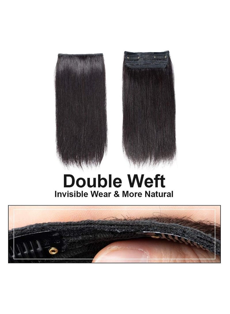 Estelle Clip in Human Hair Extensions 10Inch Invisible Hairpin Hair Add Women Hair Volume Short Silky Straight Real Hair Thick Double Weft One Piece Hairpieces Natural Black for Thin Hair - Image 4
