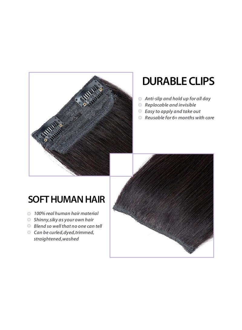 Estelle Clip in Human Hair Extensions 10Inch Invisible Hairpin Hair Add Women Hair Volume Short Silky Straight Real Hair Thick Double Weft One Piece Hairpieces Natural Black for Thin Hair - Image 5