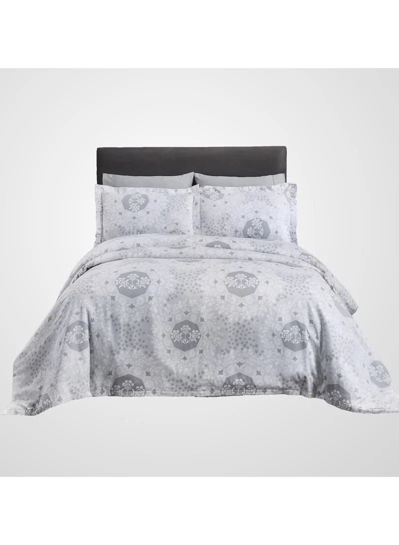 Donetella 7-Piece Cotton Comforter Set With Removable Filler King 260x240 Cm Dark Gery