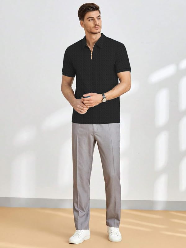 KAJARU Men's Polyster Blend Regular Fit T-Shirt with Half Sleeve Chain Polo Collar V-Neck Standard Length and Classic Style - Image 5
