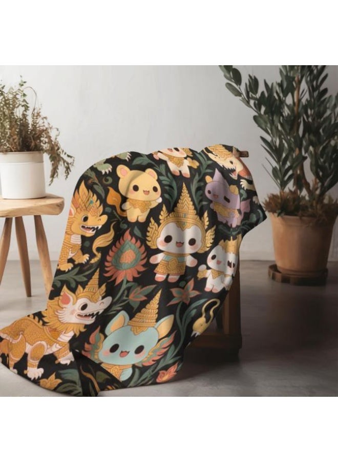 عام بطانية رقيقة من الفانيلا الكرتونية للأطفال أو الطلاب (دافئة ومريحة ومناسبة للنوم والألعاب) 100 سم * 150 سم - Image 3