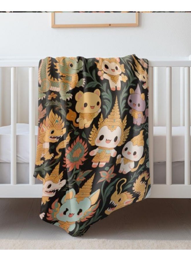 عام بطانية رقيقة من الفانيلا الكرتونية للأطفال أو الطلاب (دافئة ومريحة ومناسبة للنوم والألعاب) 100 سم * 150 سم - Image 1