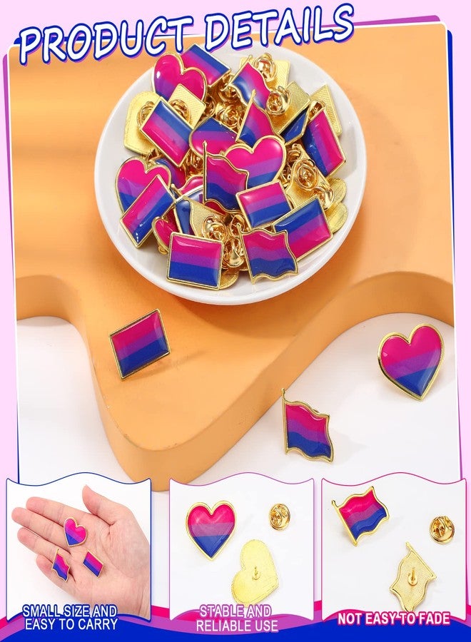 Inbagi 48 Pcs Gay Pride Pin Set Rainbow Heart Flag Lapel Pins Transgender Pins Lgbtq Accessories Pride Pins Lgbtq Gay Pride Buttons Men Women's Brooches Pins for Clothes Bags (Dark Blue, Purple, Rose Pink) - Image 4