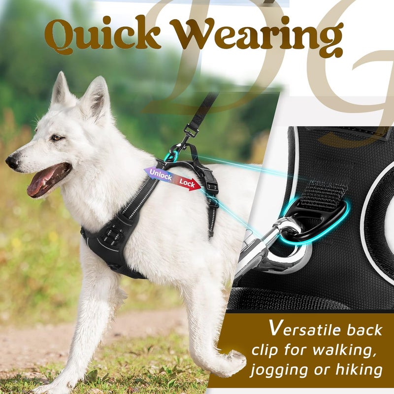 DOGGO BITE Premium Reflective Dog Vest Harness| Soft Breathable| Padded Handle| Adjustable Straps & Luxury Buckle| No-Choke with Free Designer Leash-32mm| Chest (26-33 inch) All Large Breeds 23-35 Kg - Image 3