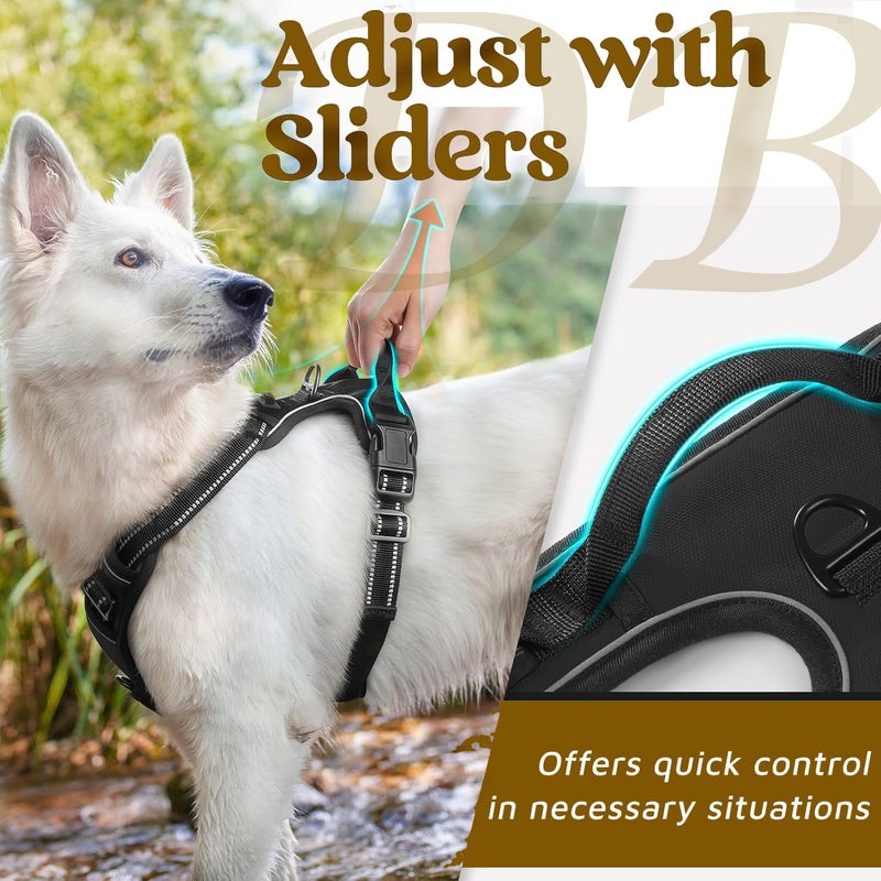 DOGGO BITE Premium Reflective Dog Vest Harness| Soft Breathable| Padded Handle| Adjustable Straps & Luxury Buckle| No-Choke with Free Designer Leash-32mm| Chest (26-33 inch) All Large Breeds 23-35 Kg - Image 4