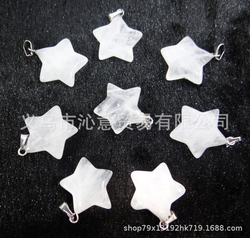 Generic Natural Stone Crystal Agate Pendant Necklace Star White Crystal 