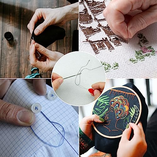 FIVEIZERO 80/40 PCS Large Eye Sewing Needles, 7 Sizes Sewing Sharp Needles, Leather Needle Embroidery Thread Needle, Stainless Steel Yarn Knitting Needles with Threaders for Handsewing Art Crafts - Image 3