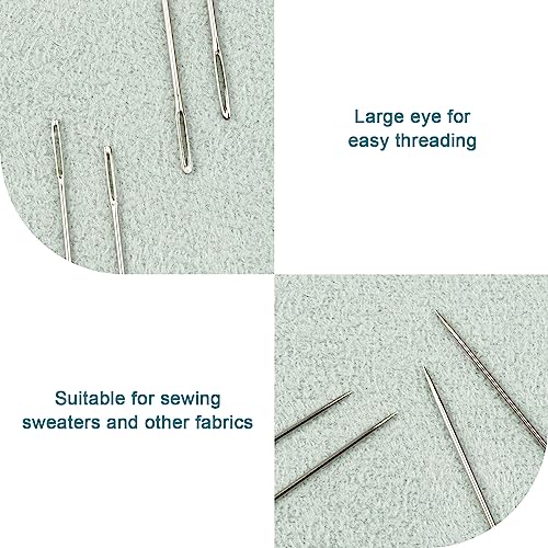 FIVEIZERO 80/40 PCS Large Eye Sewing Needles, 7 Sizes Sewing Sharp Needles, Leather Needle Embroidery Thread Needle, Stainless Steel Yarn Knitting Needles with Threaders for Handsewing Art Crafts - Image 5