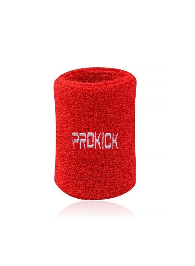 Prokick Cotton Wrist Band for Men & Women Suitable for Sports and Fitness Activities Stretchable Sweat Band for Badminton, Cricket, Tennis, Basketball, Running & Gym Workout (Red - 1pc) - Image 1