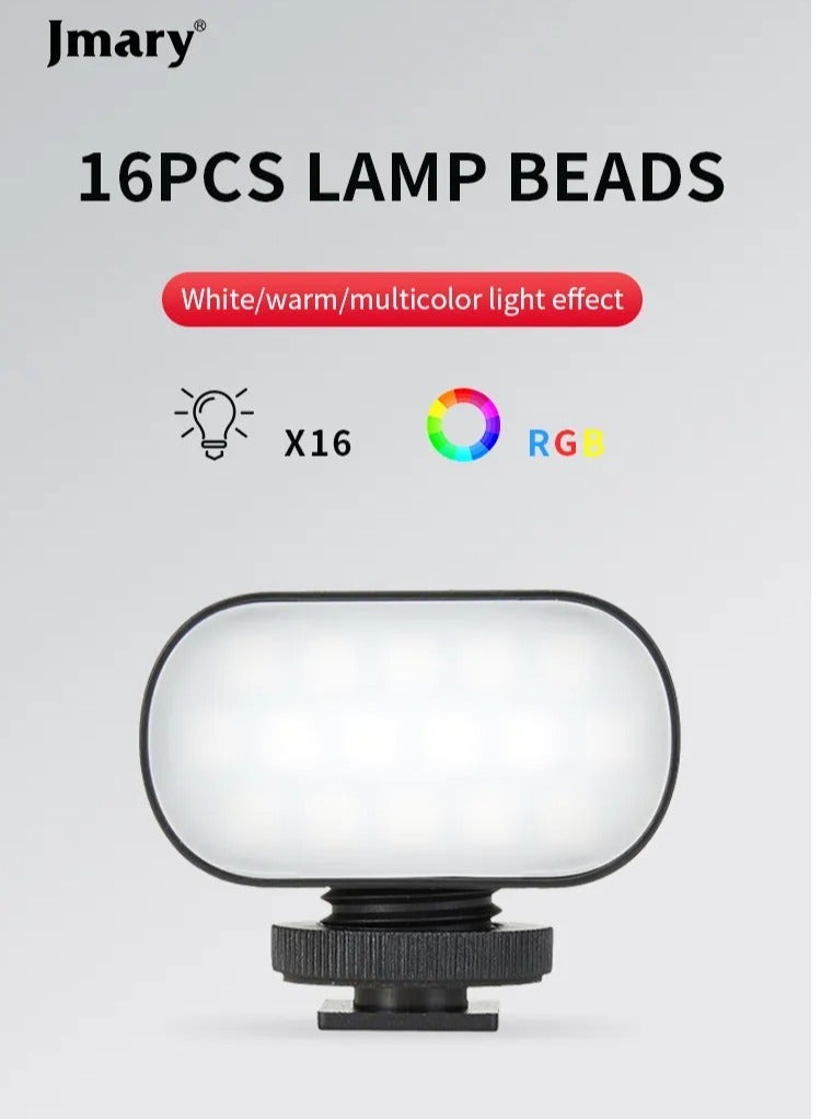 Jmary FM-16 RGB Mini Video Lights LED Camera 360° Full-Color Portable Photography Lighting Rechargeable Dimmable Panel Lamp With Clip Mount - Image 4