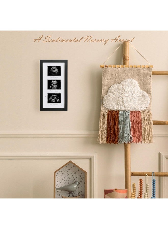HAMUIERS Ultrasound Picture Frame - Triple Sonogram Frame for Mom to Be | Pregnancy Photo Album Decor | Baby Nursery Essentials & Gender Reveal Gifts | First Trimester Keepsake & Pregnancy Must Haves - Black2 - Image 2